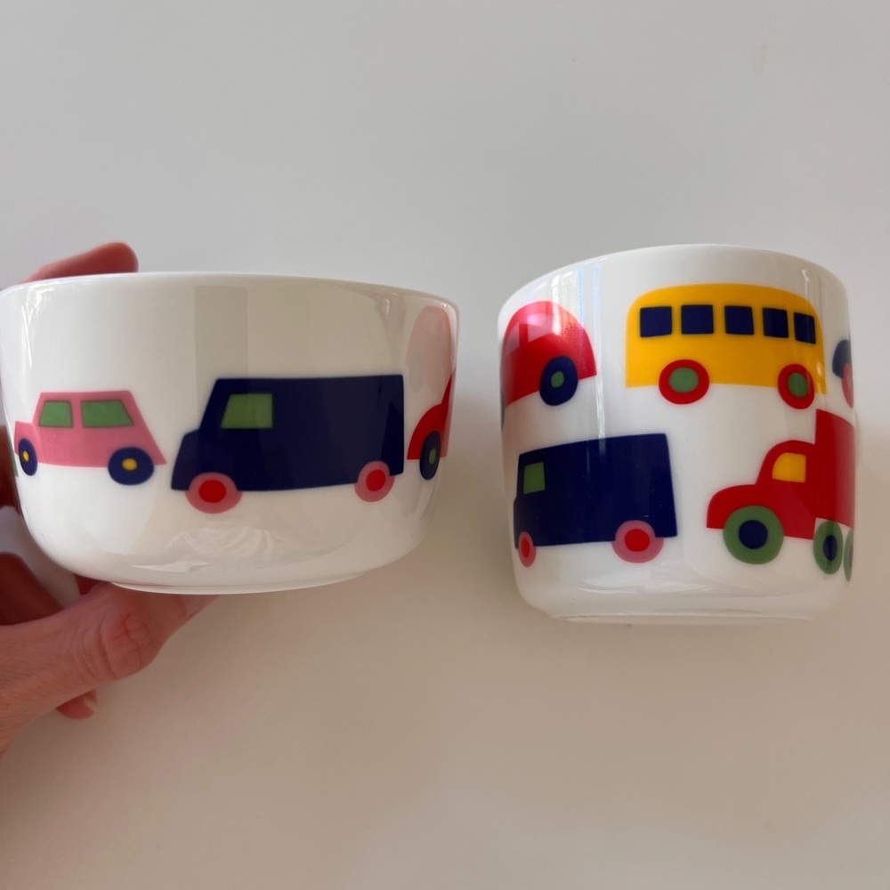 Marimekko Kids Vehicle Design Ceramic Bowl and Cup